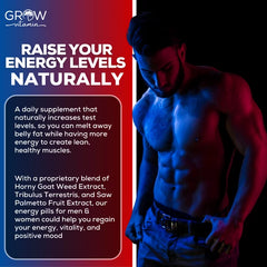 Grow Vitamin Testosterone Booster for Men - Men's Test Boost Supplement for Energy, Stamina, Endurance - Natural Male Enhancement Pills with Saw Palmetto - USA-Made, Non-GMO Supplements - 90 Capsules