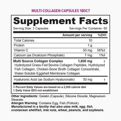 Vitauthority Multi Collagen Pills for Women & Men - Hydrolyzed Collagen Peptides with Vitamin C and Hyaluronic Acid 180ct