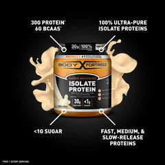 Body Fortress Isolate Powder, 30g Protein per scoop, Vanilla, 1.5 lbs