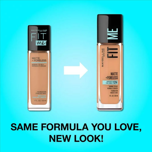 Maybelline Fit Me Matte + Poreless Liquid Foundation Makeup, Cappuccino, 1 fl oz