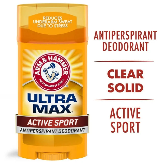 ARM & HAMMER ULTRA MAX Deodorant- Active Sport- Solid Stick - 2.6oz