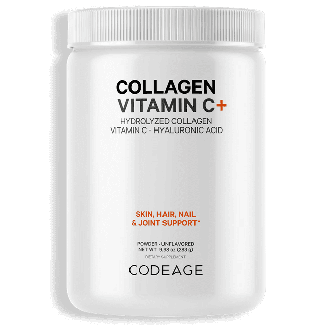 Codeage Collagen Peptides Powder, Type 1 & 3 Grass-Fed Bovine, Vitamin C