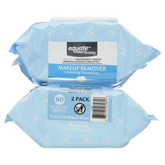 Equate Beauty Makeup Remover Cleansing Towelettes, 40 Count, 2 Pack