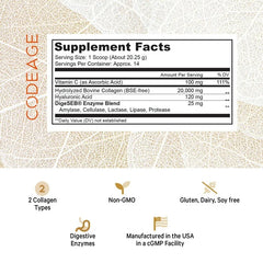 Codeage Collagen Peptides Powder, Type 1 & 3 Grass-Fed Bovine, Vitamin C